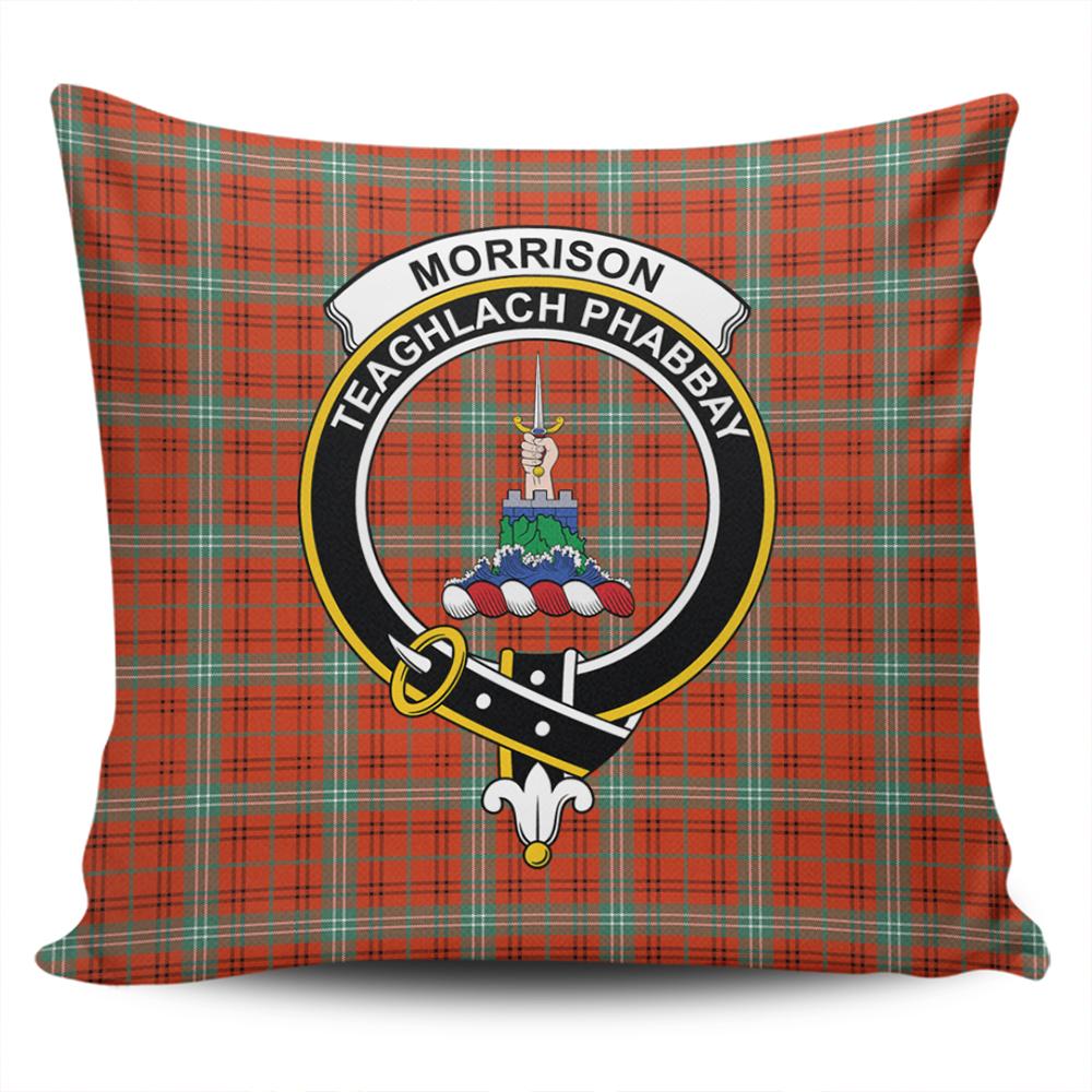 Clan Morrison Red Ancient Tartan Crest Pillow Cover PV80 Clan Morrison Tartan Today   