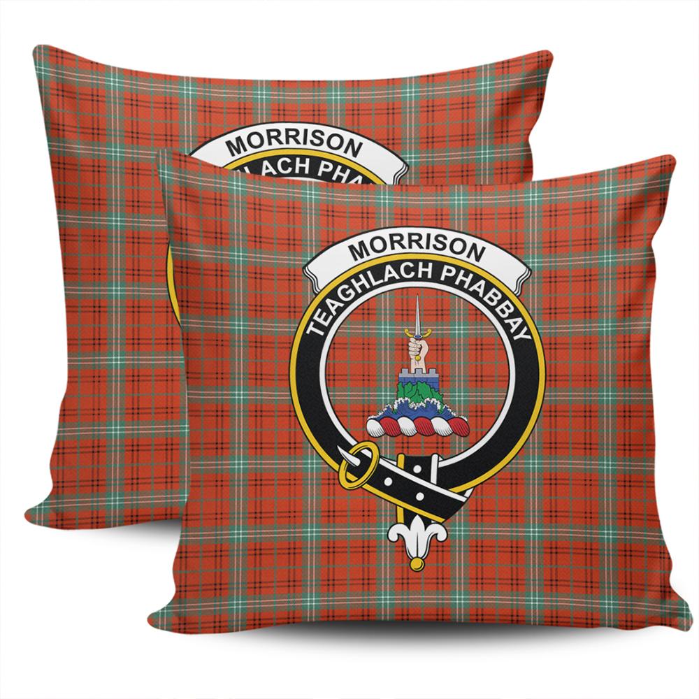 Clan Morrison Red Ancient Tartan Crest Pillow Cover PV80 Clan Morrison Tartan Today   