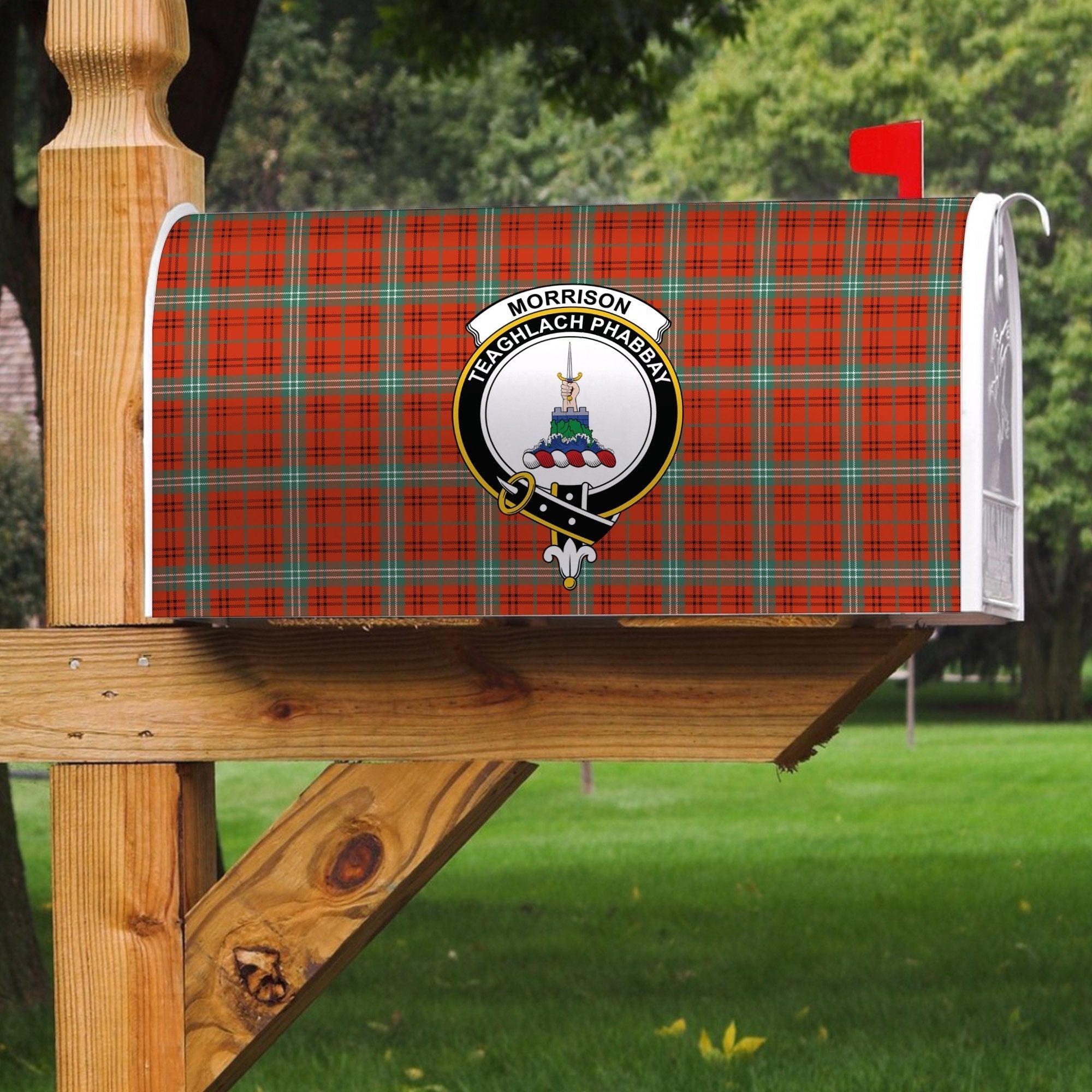 Clan Morrison Red Ancient Tartan Crest Mailbox FJ39 Clan Morrison Tartan Today   
