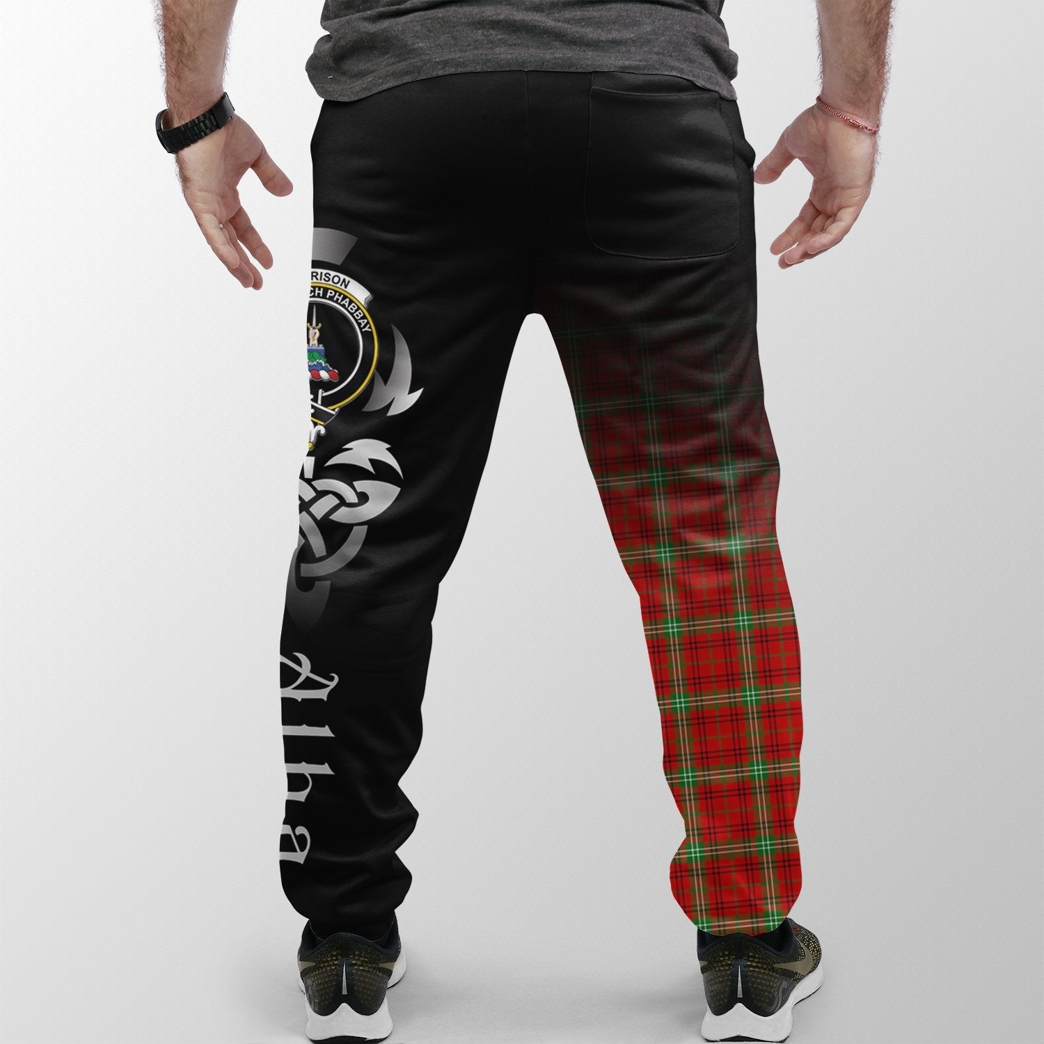 Clan Morrison Red Modern Tartan Crest Jogger Sweatpants  Alba Celtic Style TW78 Clan Morrison Tartan Today   