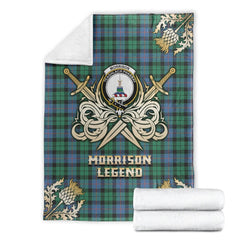 Clan Morrison Ancient Tartan Gold Courage Symbol Blanket DF81 Clan Morrison Tartan Today   