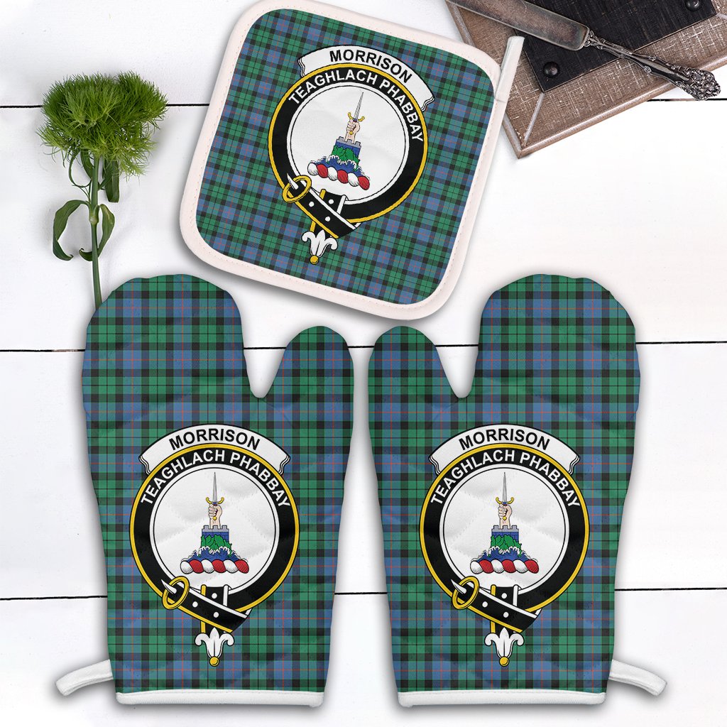 Clan Morrison Ancient Tartan Crest Oven Mitt And Pot Holder (2 Oven Mitts + 1 Pot Holder) ZB10 Clan Morrison Tartan Today   