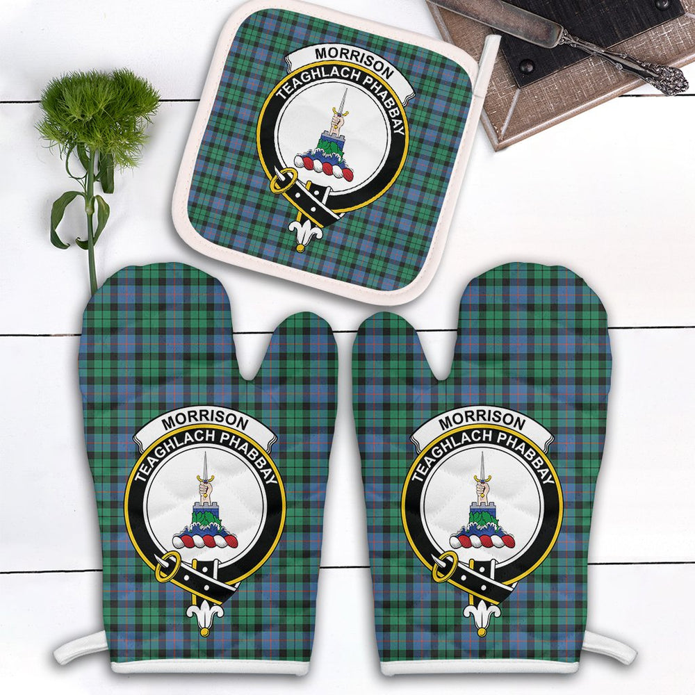 Clan Morrison Ancient Tartan Crest Oven Mitt And Pot Holder (2 Oven Mitts + 1 Pot Holder) ZB10 Clan Morrison Tartan Today   