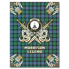 Clan Morrison Ancient Tartan Gold Courage Symbol Blanket DF81 Clan Morrison Tartan Today   