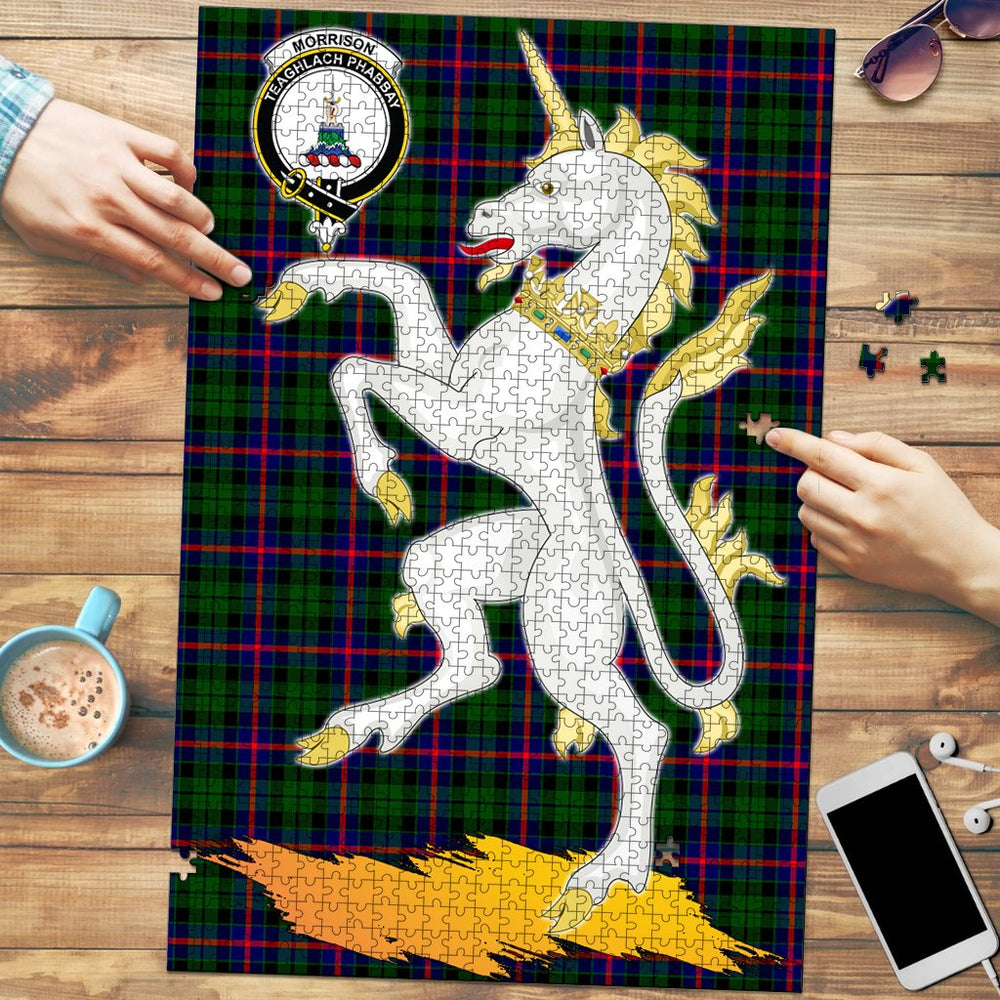 Clan Morrison Modern Tartan Crest Unicorn Scotland Jigsaw Puzzles Gift For Family DL23 Clan Morrison Tartan Today   