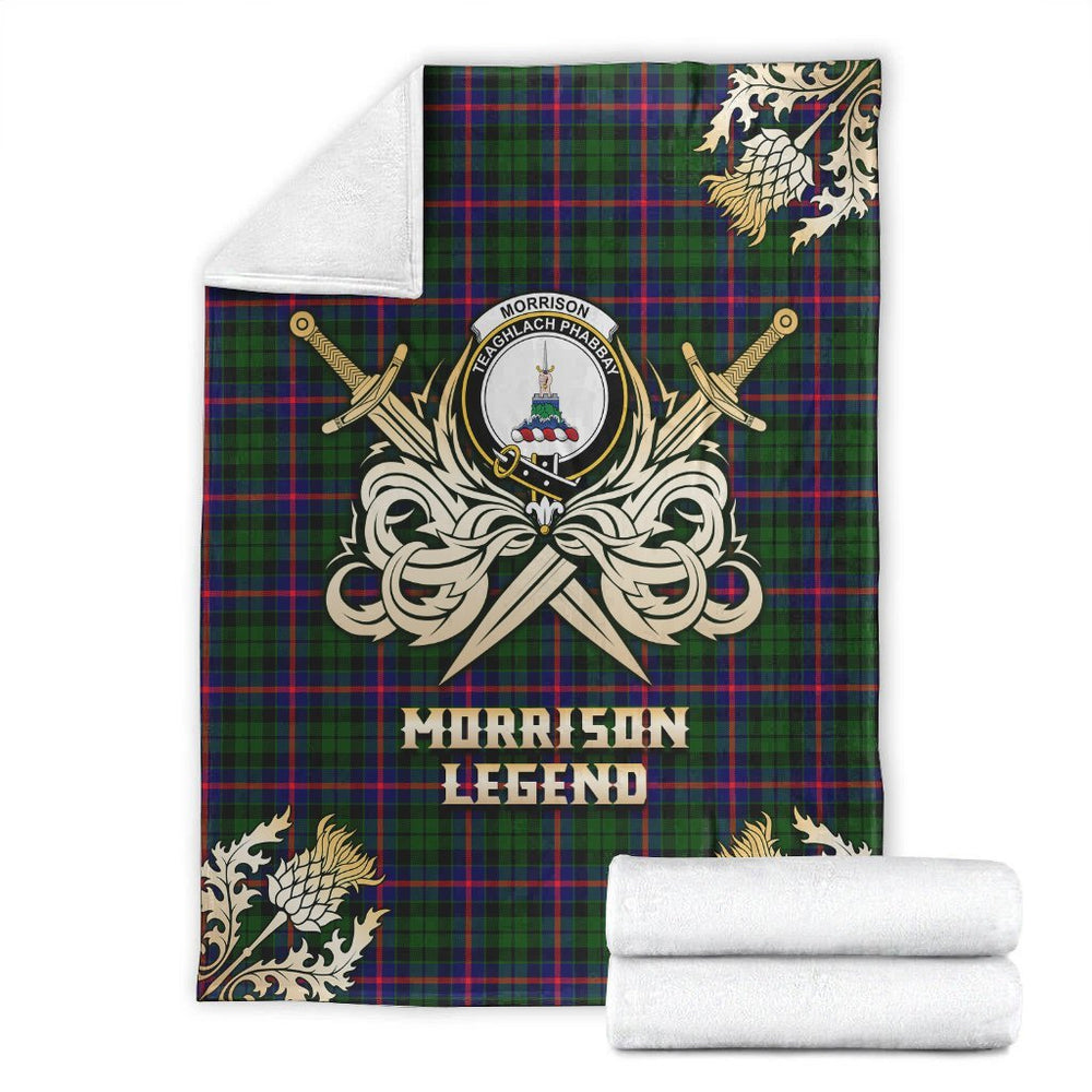 Clan Morrison Modern Tartan Gold Courage Symbol Blanket WN22 Clan Morrison Tartan Today   