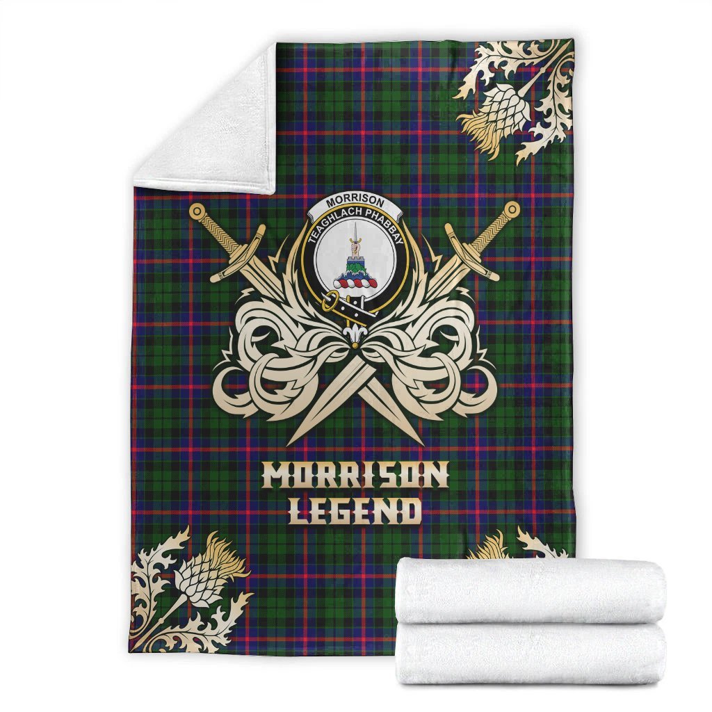Clan Morrison Modern Tartan Gold Courage Symbol Blanket WN22 Clan Morrison Tartan Today   