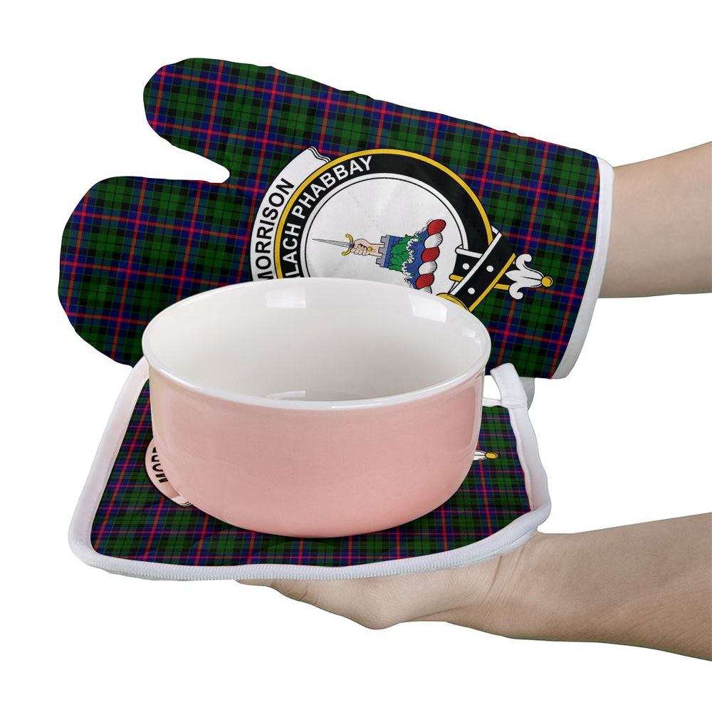 Clan Morrison Modern Tartan Crest Oven Mitt And Pot Holder (2 Oven Mitts + 1 Pot Holder) TC72 Clan Morrison Tartan Today   