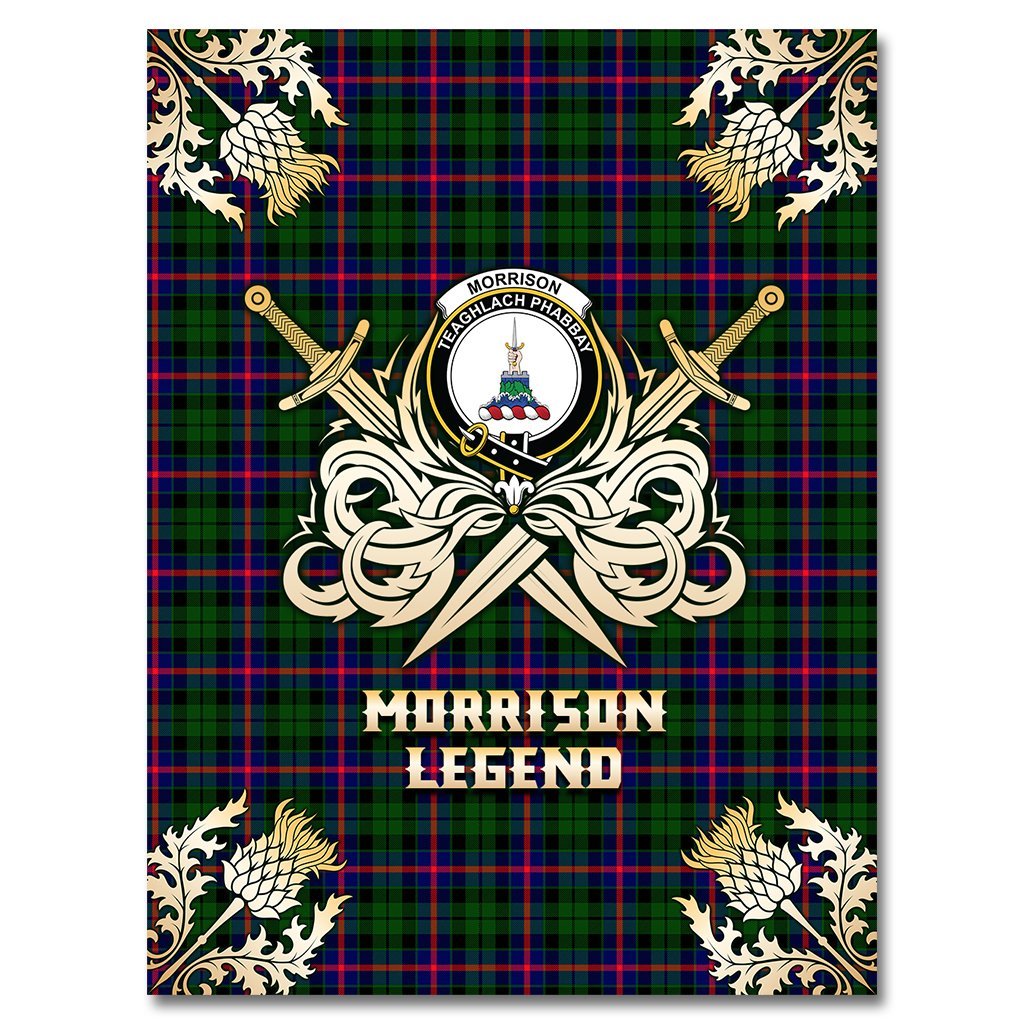Clan Morrison Modern Tartan Gold Courage Symbol Blanket WN22 Clan Morrison Tartan Today   