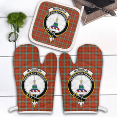 Clan Morrison Red Ancient Tartan Crest Oven Mitt And Pot Holder (2 Oven Mitts + 1 Pot Holder) FN99 Clan Morrison Tartan Today   