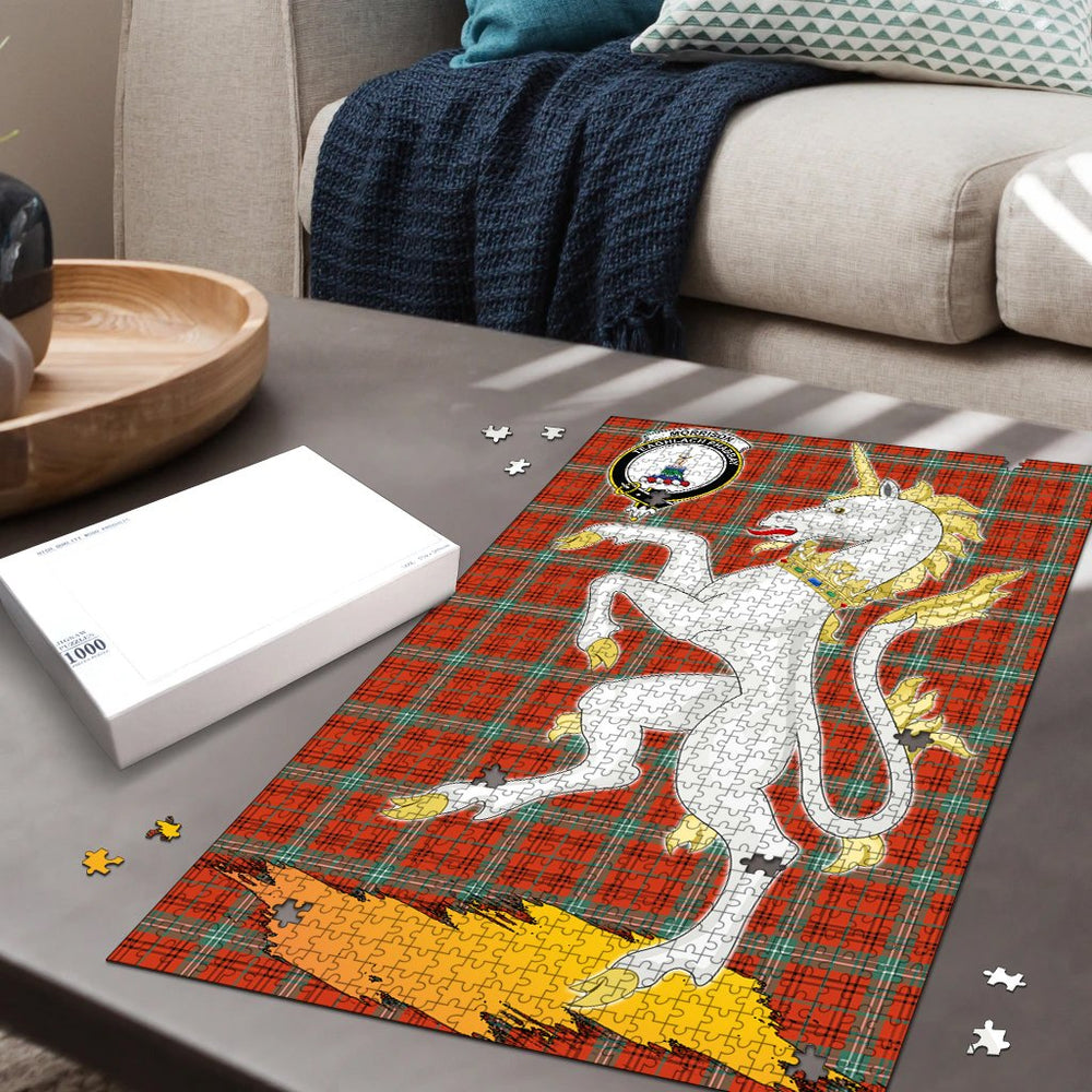 Clan Morrison Red Ancient Tartan Crest Unicorn Scotland Jigsaw Puzzles Gift For Family YL61 Clan Morrison Tartan Today   