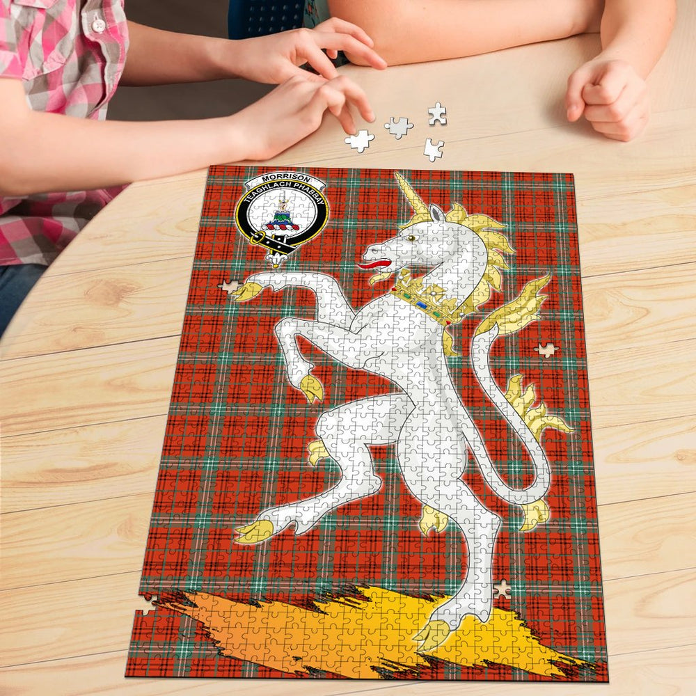 Clan Morrison Red Ancient Tartan Crest Unicorn Scotland Jigsaw Puzzles Gift For Family YL61 Clan Morrison Tartan Today   