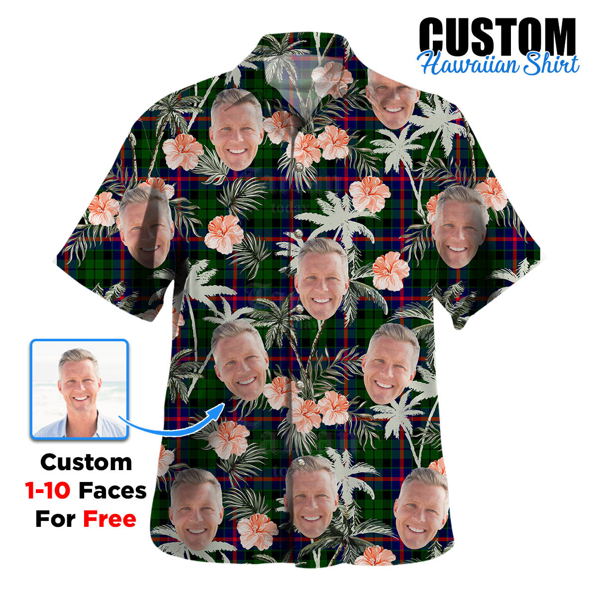 Clan Morrison Modern Tartan Custom Face Hawaiian Shirt – Unisex Gift for Family Members, Summer Party EQ52 Morrison Modern Tartan Tartan Hawaii Shirt