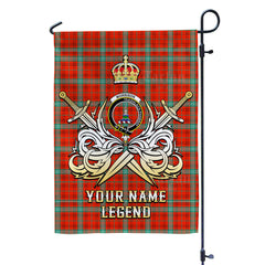 Custom Name Clan Morrison Red Ancient Tartan Garden Flag with Clan Crest and the Golden Sword of Courageous Legacy FD37