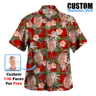 Clan Morrison Red Modern Tartan Custom Face Hawaiian Shirt – Unisex Gift for Family Members, Summer Party