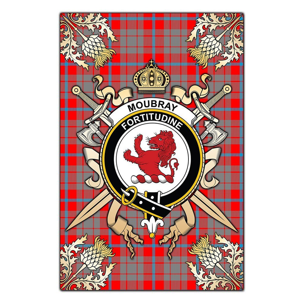 Clan Moubray Tartan Crest Black Garden Flag  - Gold Thistle  PE87 Clan Moubray Tartan Today   