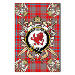 Clan Moubray Tartan Crest Black Garden Flag  - Gold Thistle  PE87 Clan Moubray Tartan Today   
