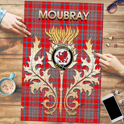 Clan Moubray Tartan Crest Thistle Jigsaw Puzzles Gift For Family