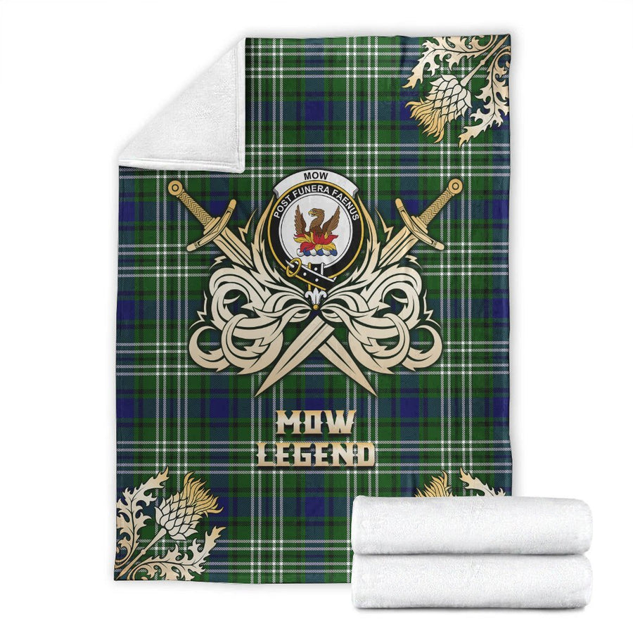 Clan Mow Tartan Gold Courage Symbol Blanket