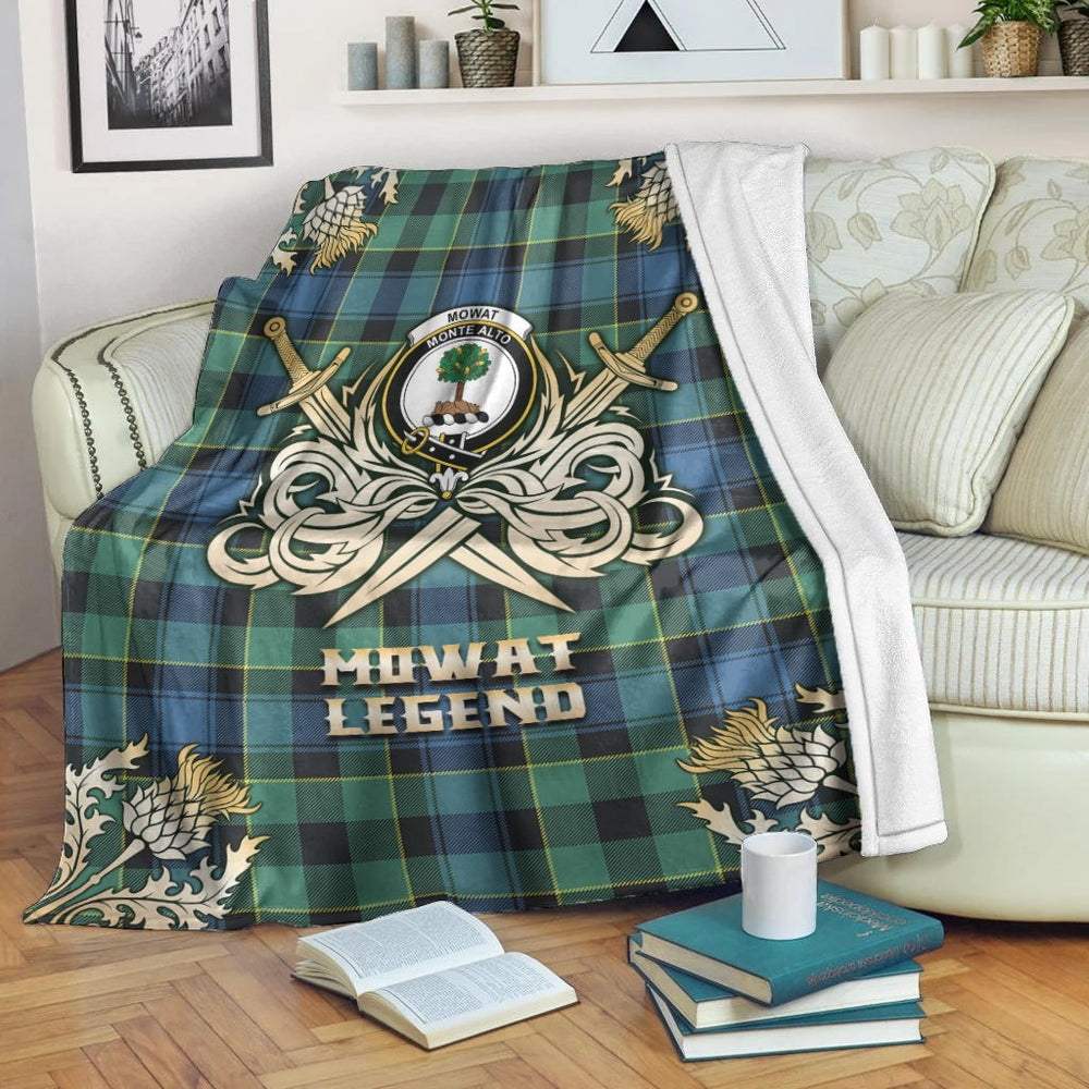 Clan Mowat Tartan Gold Courage Symbol Blanket WF65 Clan Mow Tartan Today   