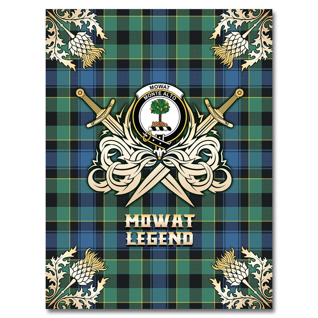 Clan Mowat Tartan Gold Courage Symbol Blanket WF65 Clan Mow Tartan Today   