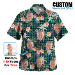 Clan Mowat Tartan Custom Face Hawaiian Shirt – Unisex Gift for Family Members, Summer Party ZJ72 Mowat Tartan Tartan Hawaii Shirt