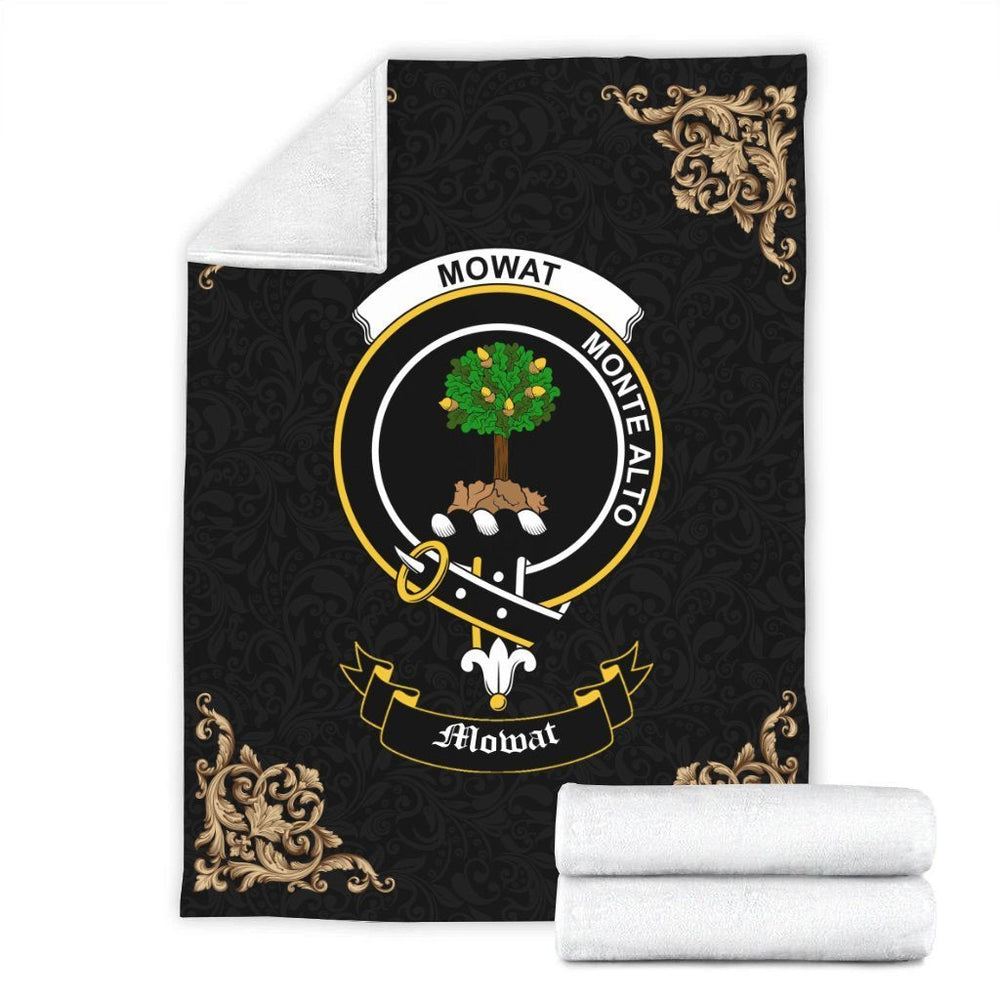 Clan Mowat (of Inglistoun) Crest Tartan Premium Blanket Black VM46 Clan Mow Tartan Today   