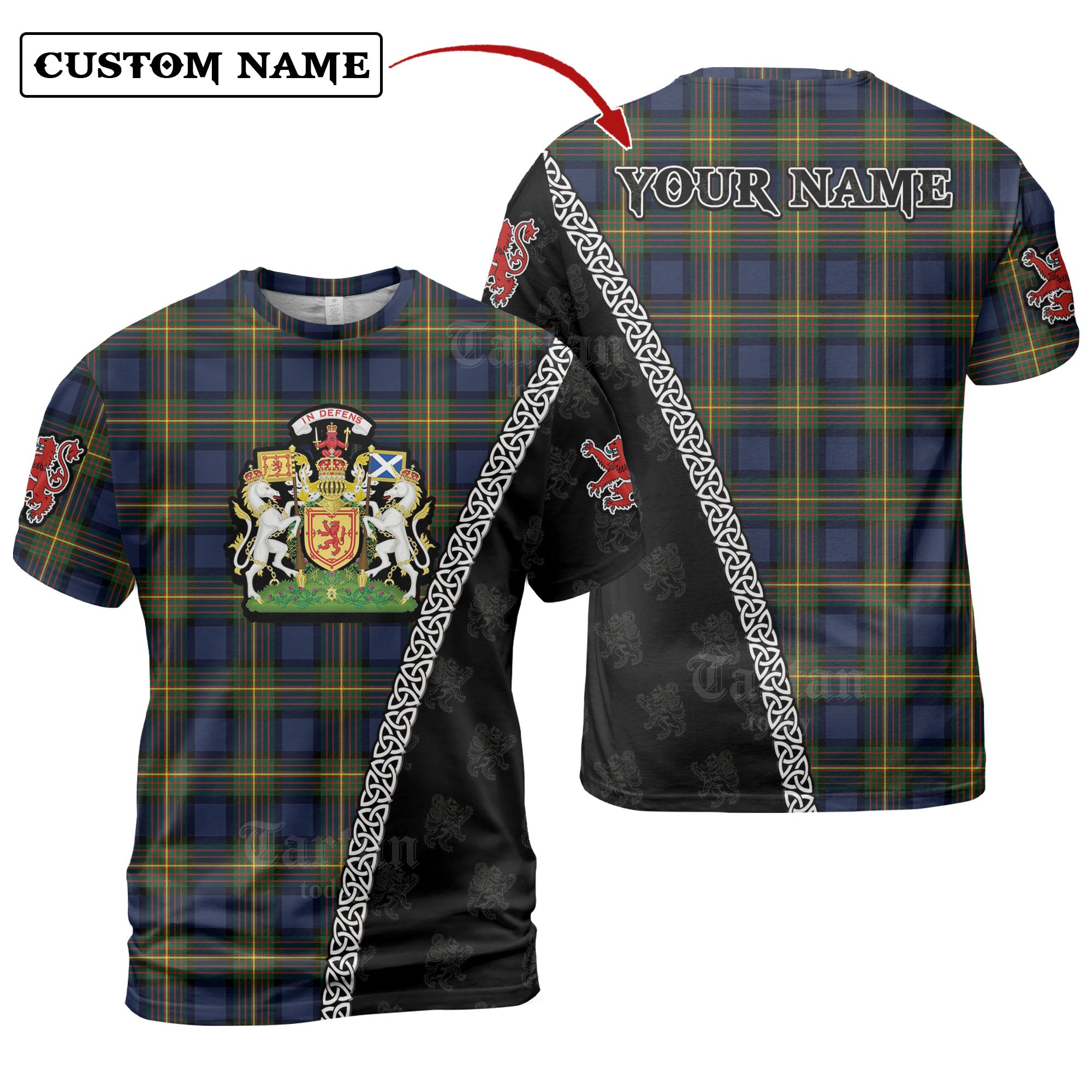 Muir Tartan Shirt with Scotland Coat of Arms & Custom Name LF43