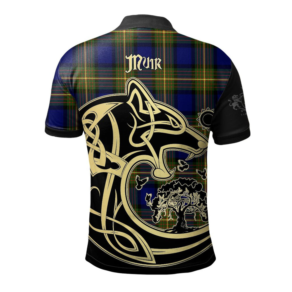 Clan Muir Tartan Polo Shirt Viking Wolf FU61 Muir Tartan Tartan Polo   