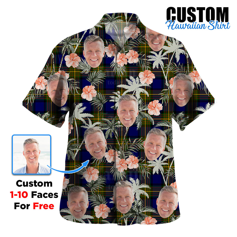 Clan Muir Tartan Custom Face Hawaiian Shirt – Unisex Gift for Family Members, Summer Party GP62 Muir Tartan Tartan Hawaii Shirt