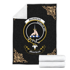 Clan Muirhead Crest Tartan Premium Blanket Black YZ28 Clan Muir_More Tartan Today   