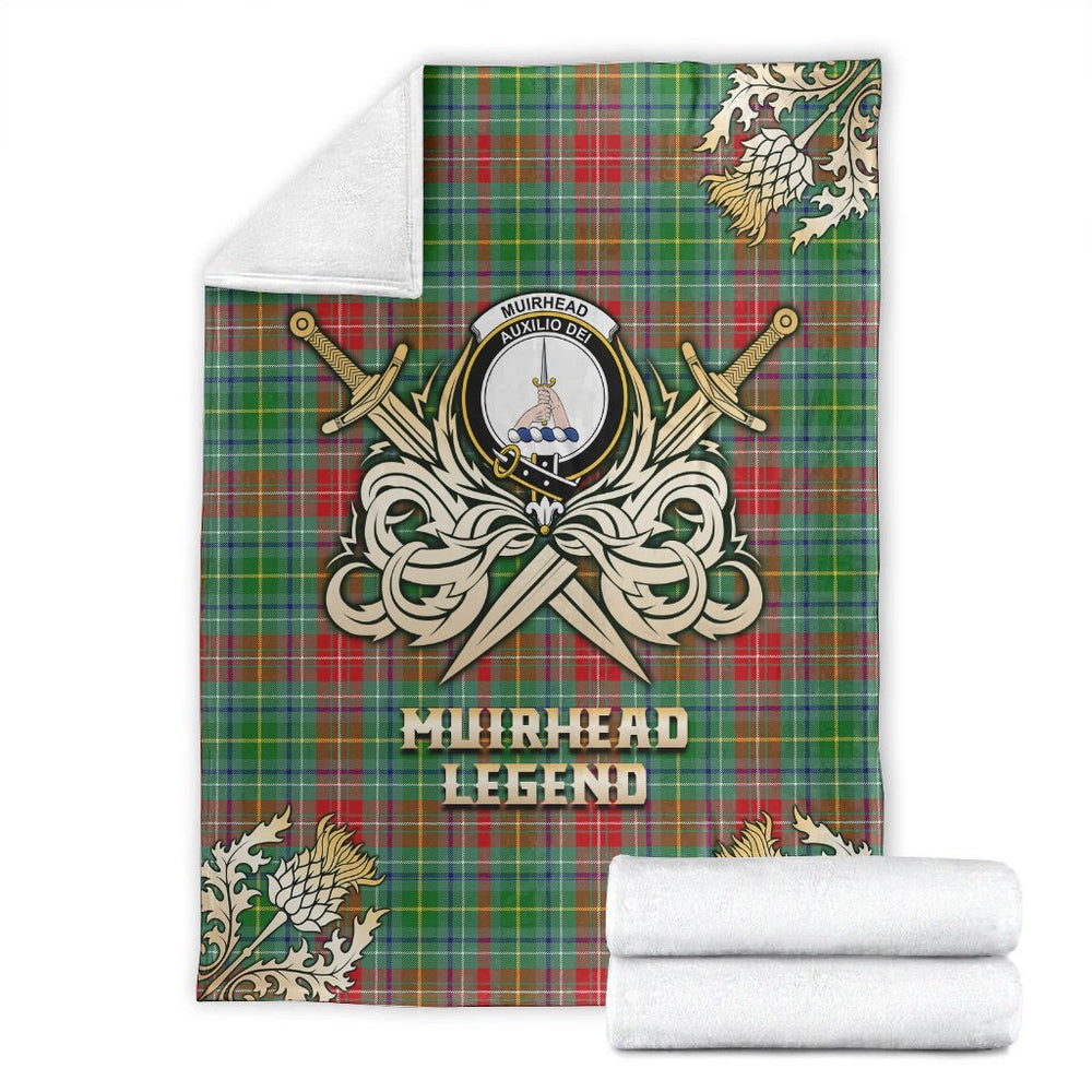 Clan Muirhead Tartan Gold Courage Symbol Blanket QN68 Clan Muir_More Tartan Today   