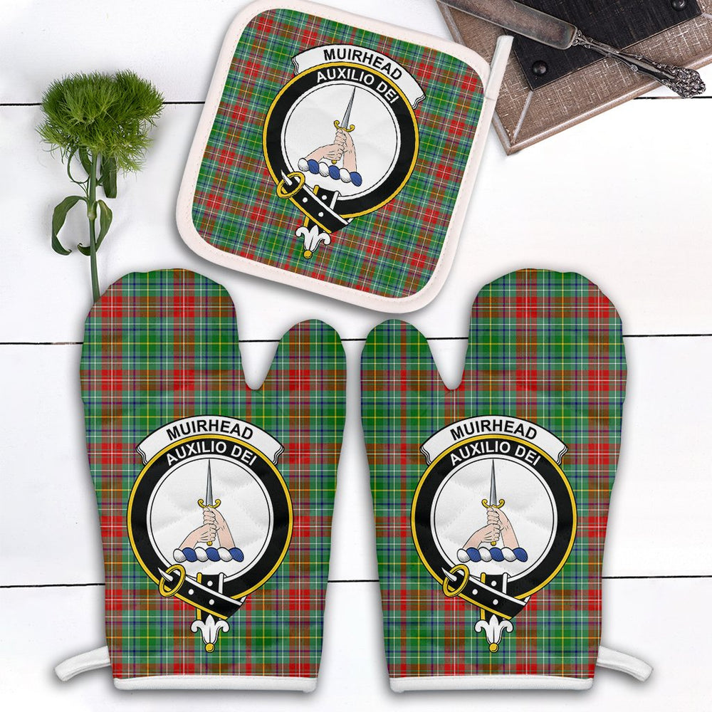Clan Muirhead Tartan Crest Oven Mitt And Pot Holder (2 Oven Mitts + 1 Pot Holder) CW74 Clan Muir_More Tartan Today   