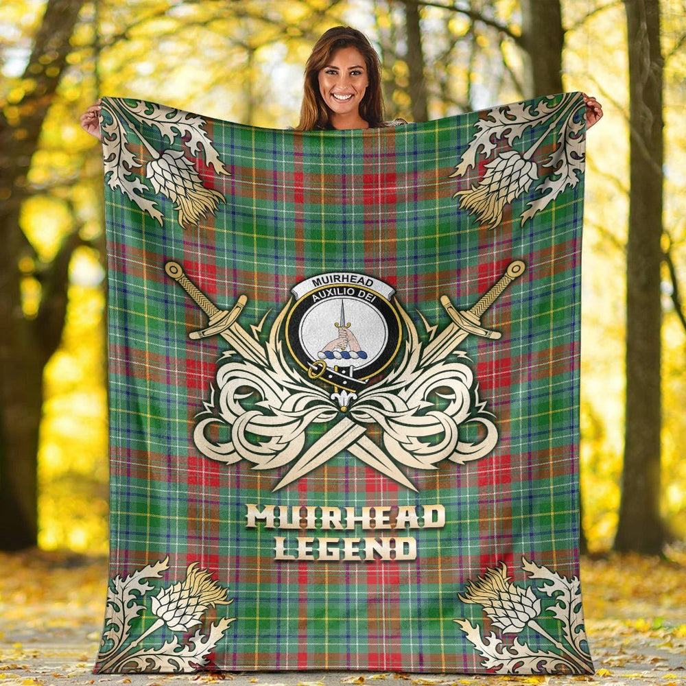 Clan Muirhead Tartan Gold Courage Symbol Blanket QN68 Clan Muir_More Tartan Today   