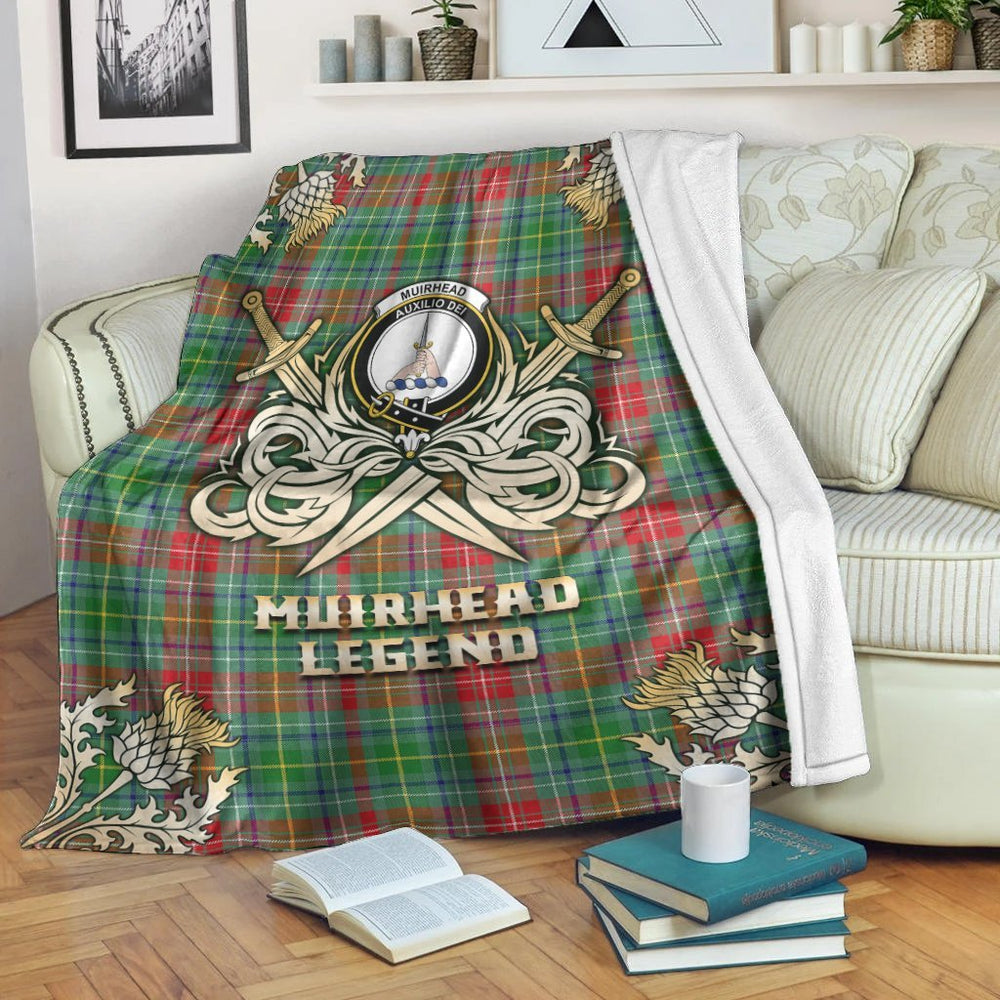 Clan Muirhead Tartan Gold Courage Symbol Blanket QN68 Clan Muir_More Tartan Today   