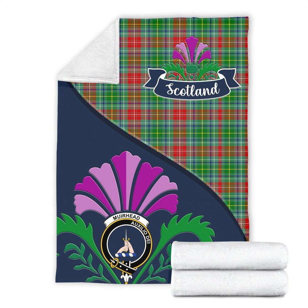 Clan Muirhead Tartan Crest Premium Blanket Thistle Style XR80 Clan Muir_More Tartan Today   