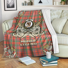 Clan Munro Ancient Tartan Gold Courage Symbol Blanket PO89 Clan Munro Tartan Today   