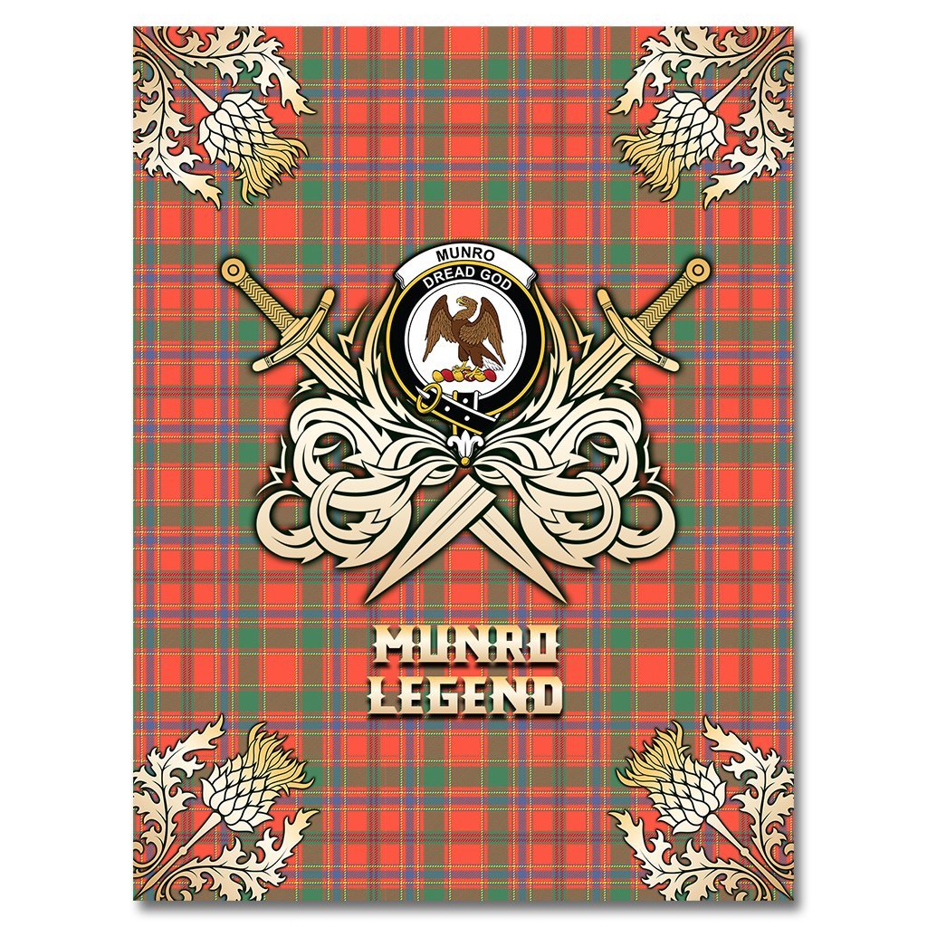 Clan Munro Ancient Tartan Gold Courage Symbol Blanket PO89 Clan Munro Tartan Today   