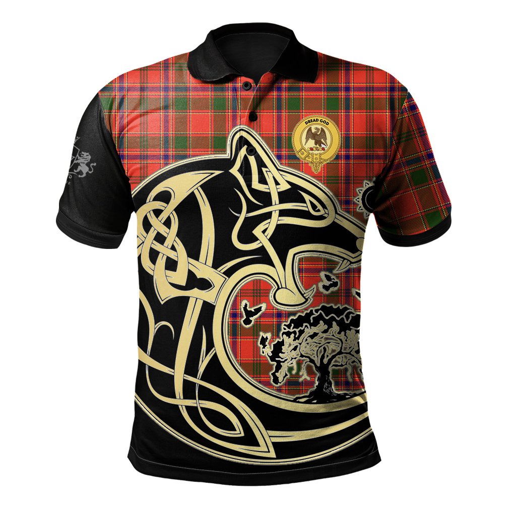 Clan Munro Modern Tartan Polo Shirt Viking Wolf AV79 Munro Modern Tartan Tartan Polo   