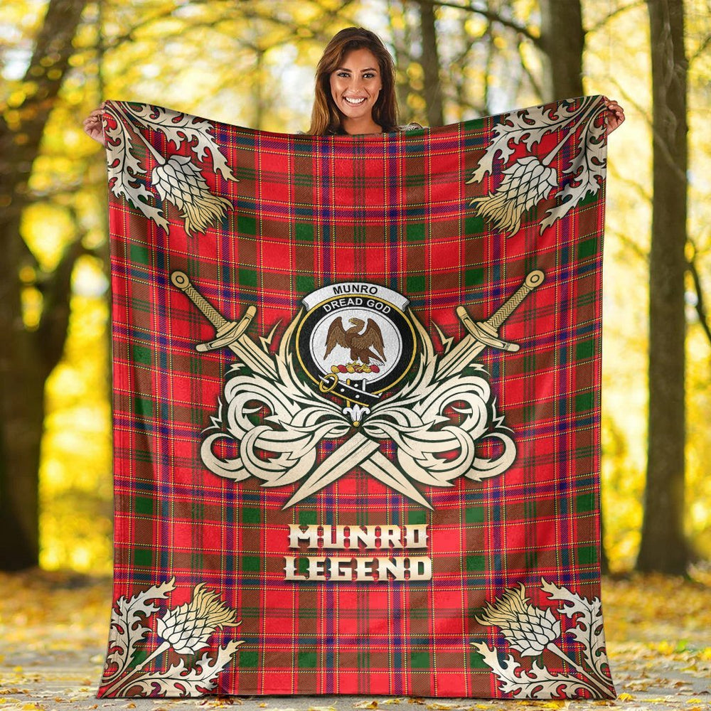 Clan Munro Modern Tartan Gold Courage Symbol Blanket II98 Clan Munro Tartan Today   