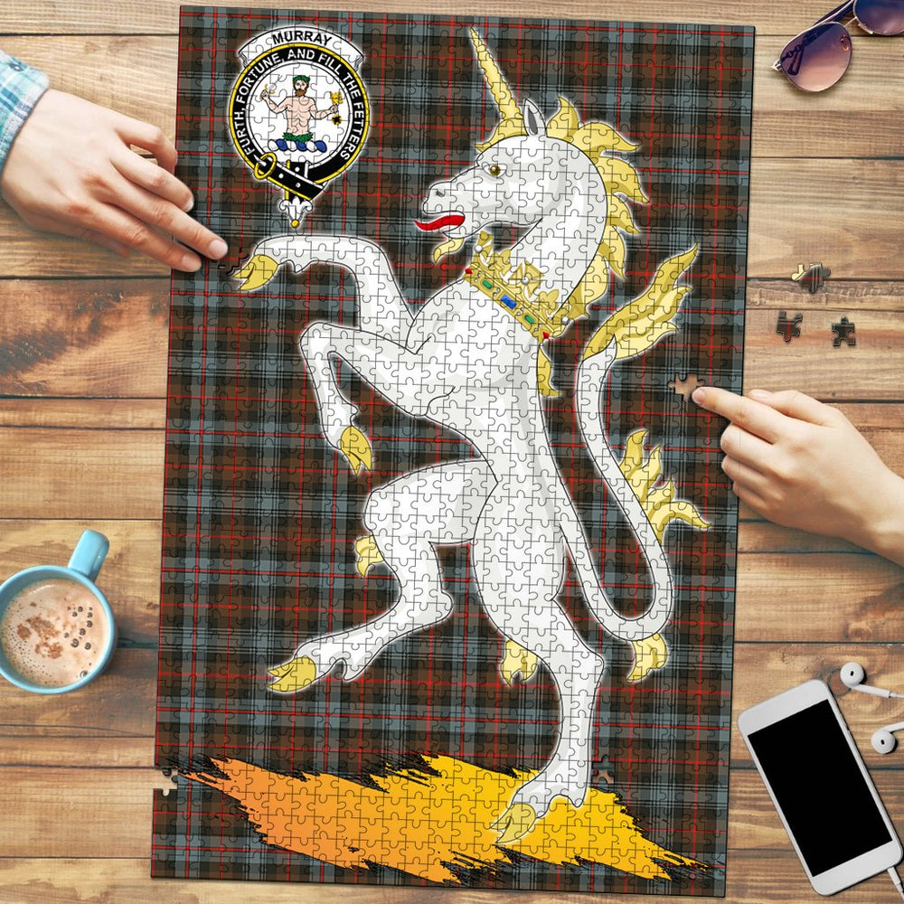Clan Murray of Atholl Weathered Tartan Crest Unicorn Scotland Jigsaw Puzzles Gift For Family AH51 Clan Murray Tartan Today   