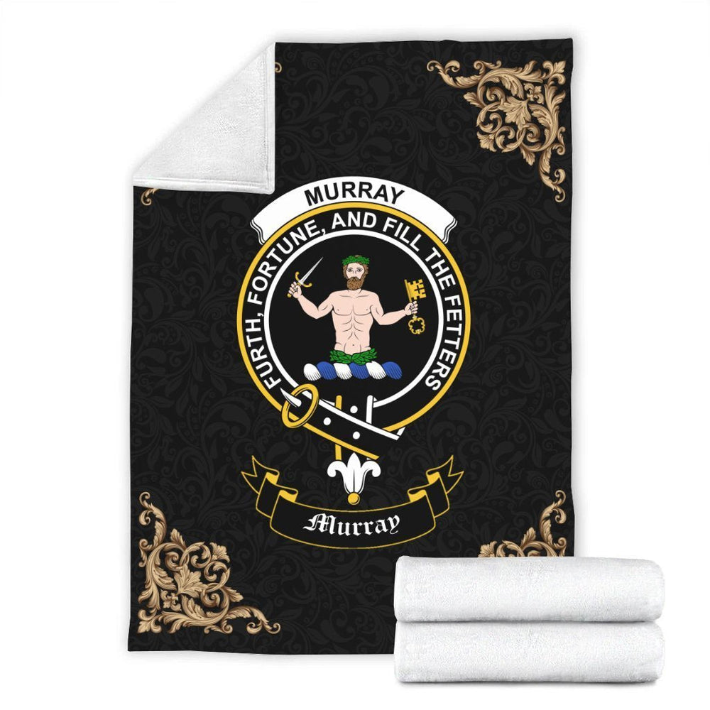 Clan Murray (of Athole) Crest Tartan Premium Blanket Black QW30 Clan Murray Tartan Today   