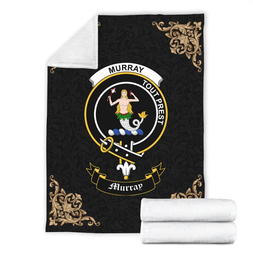 Clan Murray (of Dysart) Crest Tartan Premium Blanket Black RJ86 Clan Murray Tartan Today   