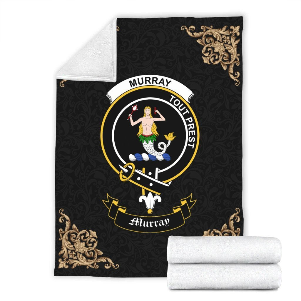 Clan Murray (of Dysart) Crest Tartan Premium Blanket Black RJ86 Clan Murray Tartan Today   