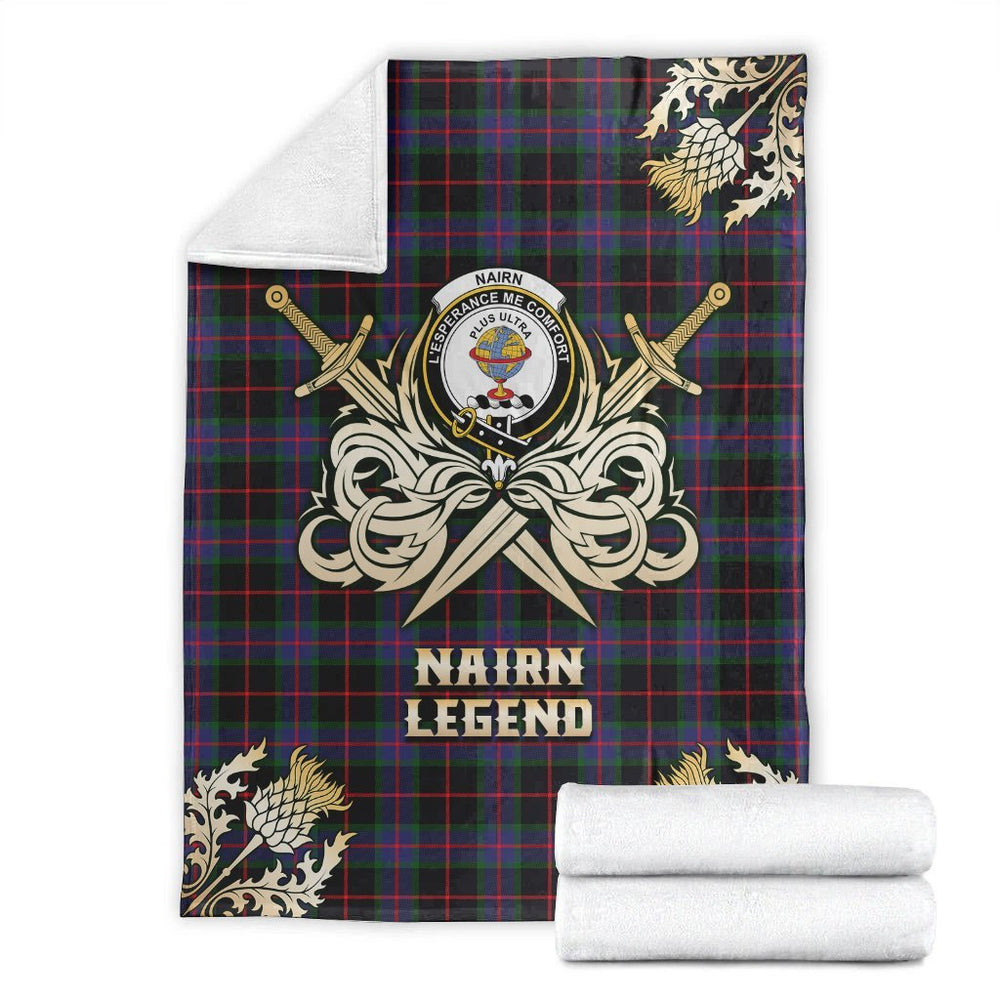 Clan Nairn Tartan Gold Courage Symbol Blanket PW27 Clan Nairn Tartan Today   