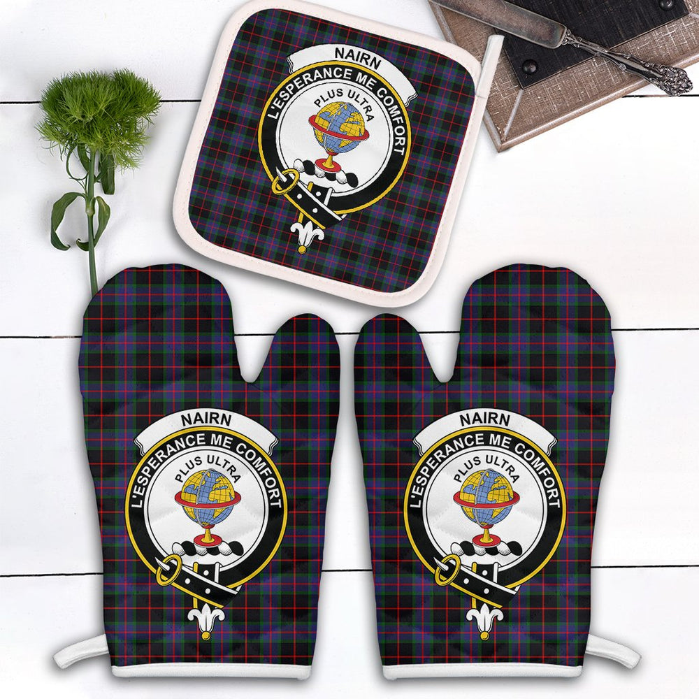 Clan Nairn Tartan Crest Oven Mitt And Pot Holder (2 Oven Mitts + 1 Pot Holder) RN10 Clan Nairn Tartan Today   