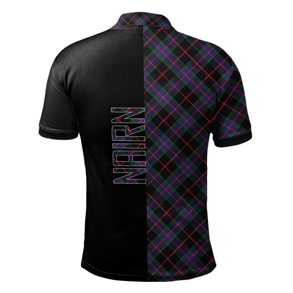 Clan Nairn Tartan Polo Shirt Half of Me - Cross Style SF37 Nairn Tartan Tartan Polo   