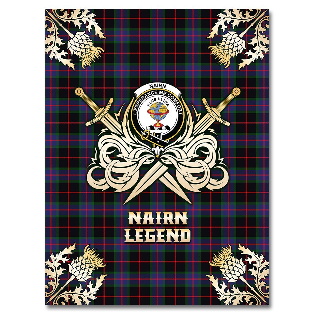 Clan Nairn Tartan Gold Courage Symbol Blanket PW27 Clan Nairn Tartan Today   