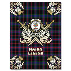 Clan Nairn Tartan Gold Courage Symbol Blanket PW27 Clan Nairn Tartan Today   