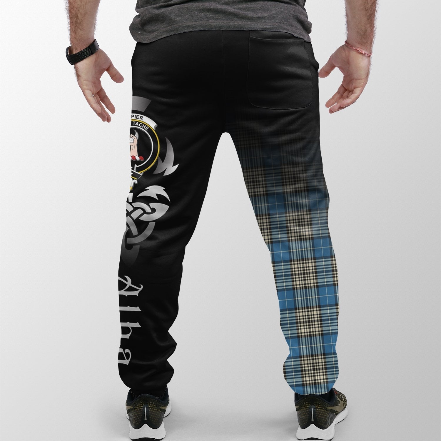 Clan Napier Ancient Tartan Crest Jogger Sweatpants  Alba Celtic Style AK77 Clan Napier Tartan Today   